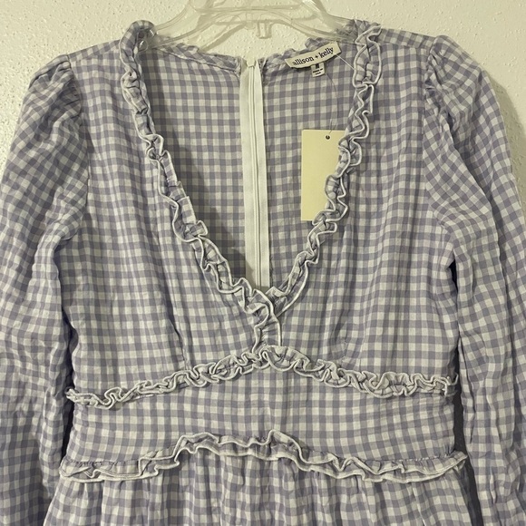 NWT Allison & Kelly Long Sleeve Ruffle Trim Gingham Fit-And-Flare Dress Size M - Picture 5 of 15